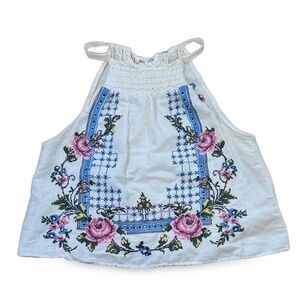 FP sleeveless embroidered top
